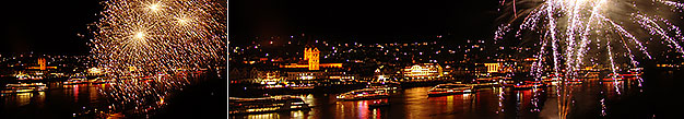 Rheinschiffahrt zum Weinfest-Feuerwerk in Boppard am Rhein
